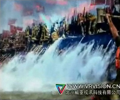 威亞視訊互動投影技術(shù)應(yīng)用于中國軍事博物館.紀念建軍八十周年98抗洪景觀