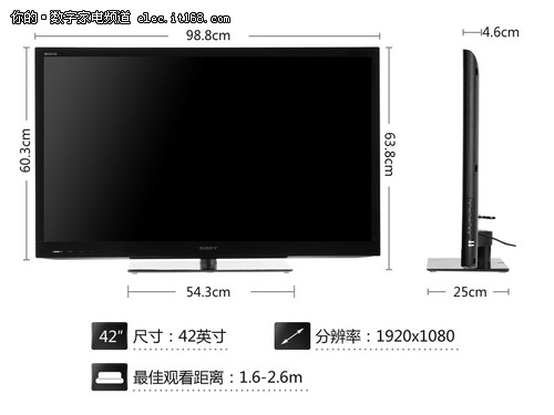 索尼KLV-42EX410液晶電視外觀+接口介紹