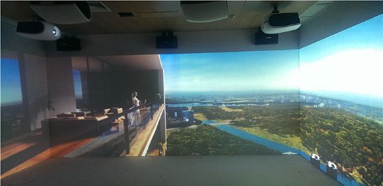 多通道4面立體投影工程案例：廣州房地產樓盤展廳