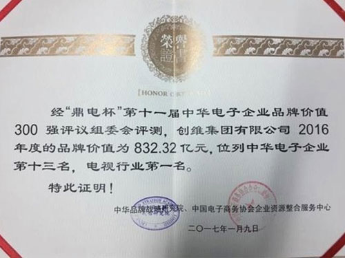 中國品牌“瑯琊榜”出爐：創維成最知名電視品牌