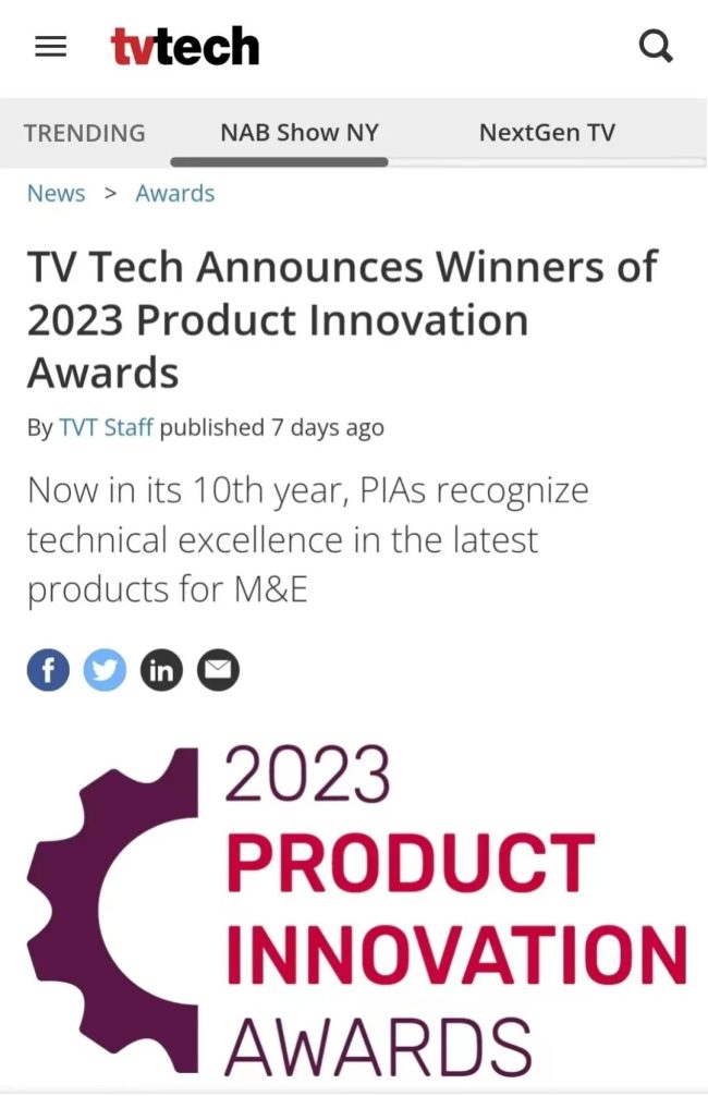 TVU全能型背包One榮獲TV Tech “2023產品創新獎”