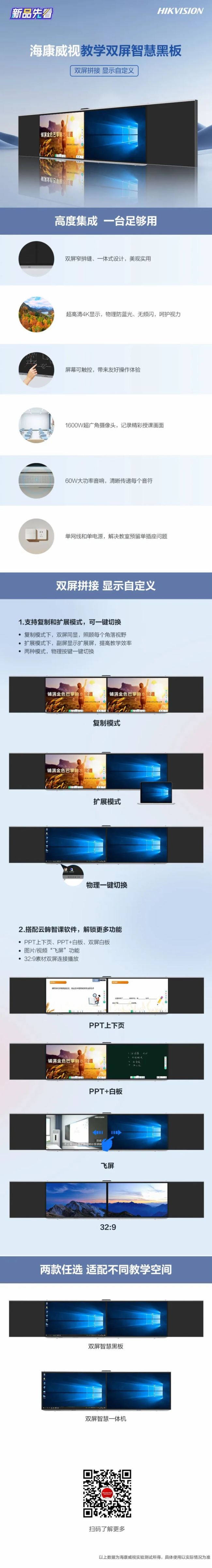 新品先看 | 海康威視教學雙屏智慧黑板，顯示“自定義”